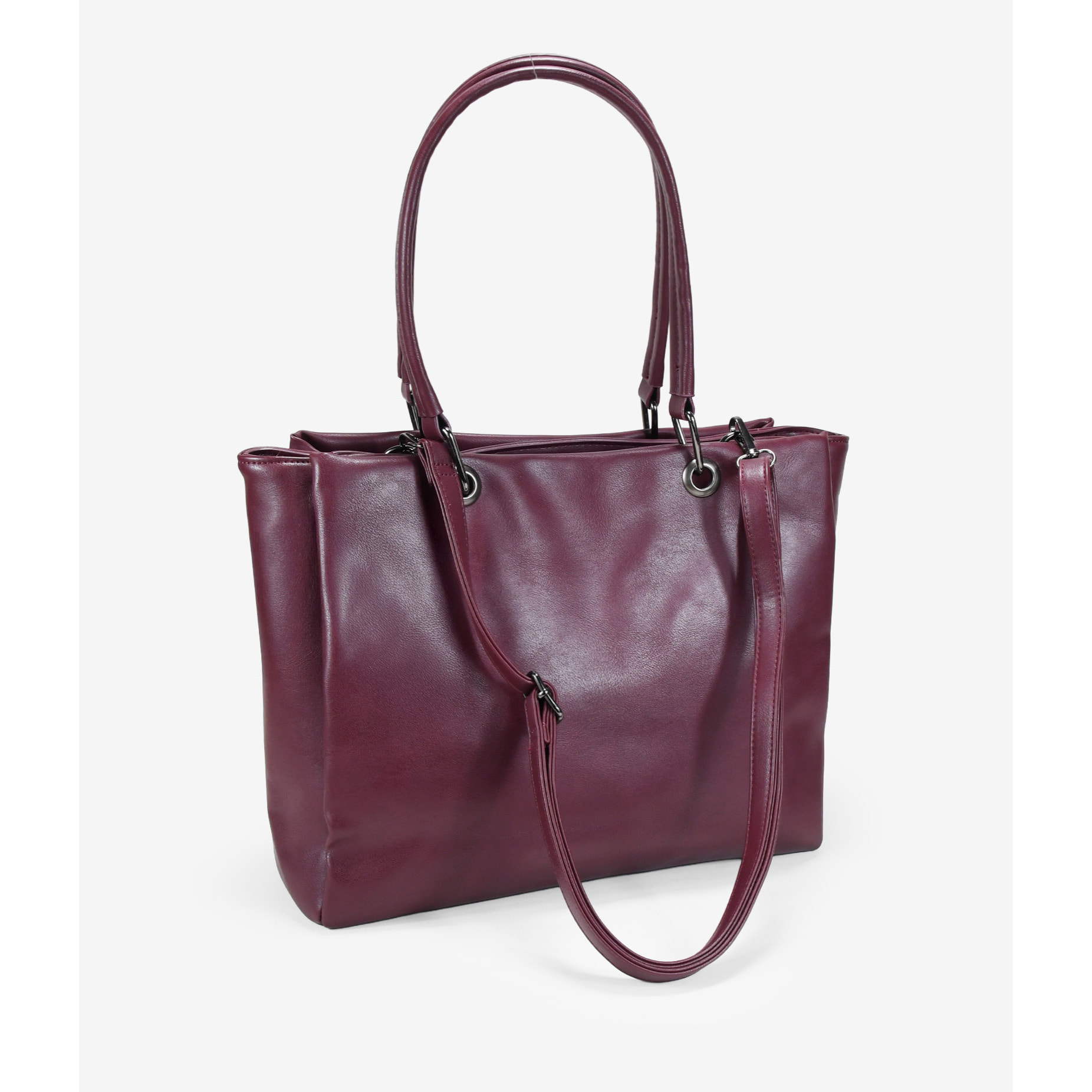 Bolso shopper burdeos para portátil