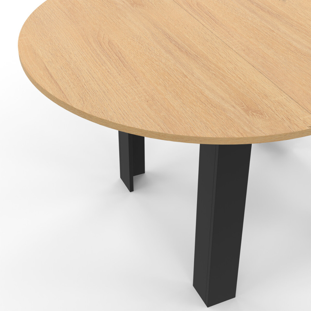 Table à manger ronde extensible Dina bois et noir Ø110-150cm