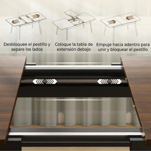 HOMCOM Mesa de Comedor Extensible, Mesa de Cocina Rectangular para 4-6 Personas, Estilo Industrial, Esquinas Redondeadas, 130-160x85x75 cm, Nogal Claro