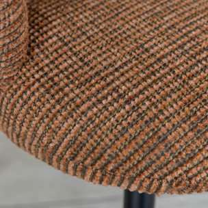 Lot de 2 fauteuils en métal noir et tissu tweed terracotta GINETTE