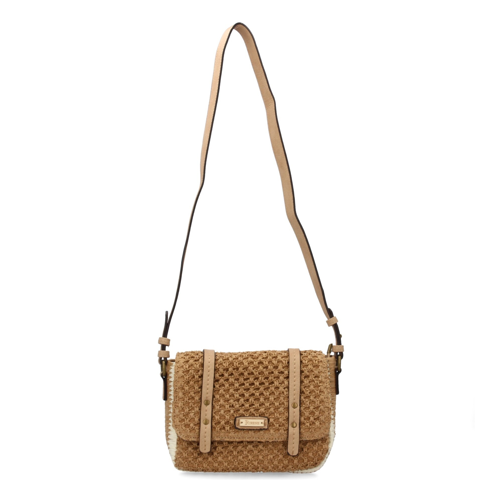 Bandolera de rafia para mujer, diseño moderno y comodo, compartimento principal con boton de iman