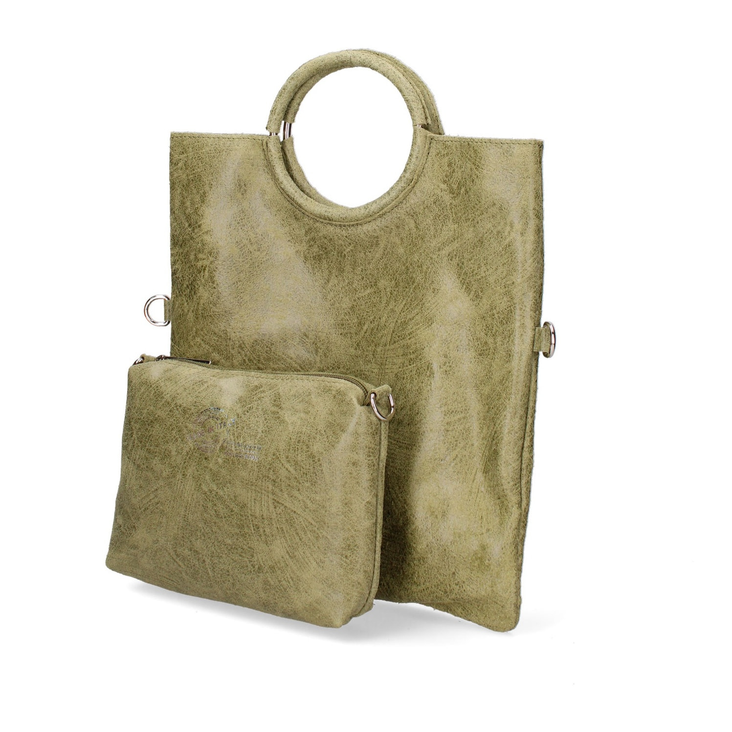 Borsa a mano da donna Made in Italy - Modello Velvet - 100% pelle scamosciata - 29.0 x 30.0 x 1.0 cm