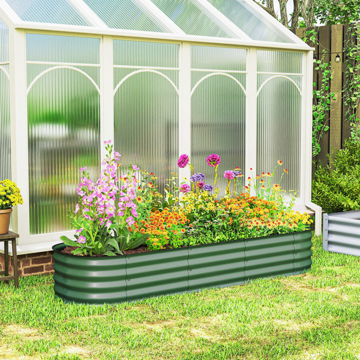 Carré potager de jardin dim. 195L x 62l x 30H cm modulable tôle d'acier ondulée vert