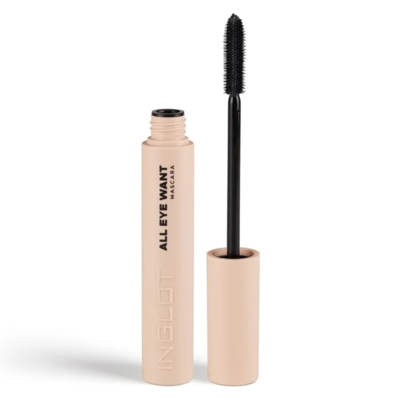 INGLOT All Eye Want Mascara, Mascara de pestaña extra volumen y longitud, Hidrata y cuida tus pestañas, Efecto pestañas postiza. 8.5ml