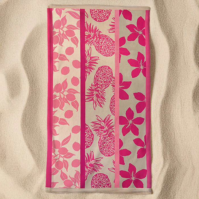 Serviette de plage microfibre Rose 90x170 220g/m² - Tropea