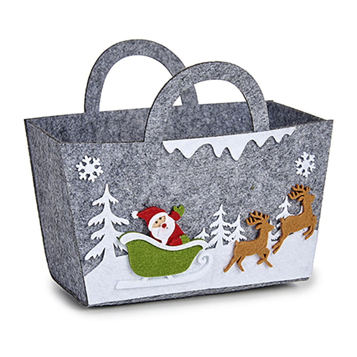 DAM Cesta decoracion navidad con asa 21,5x10x18,5 Cm. Color: Gris