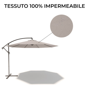 Ombrellone 3x3 M Decentrato Retrattile Braccio Rotabile Chiusura Manovella Giardino Piscina In Acciaio Inossidabile Telo 180 g/m2 Impermeabile Grigio