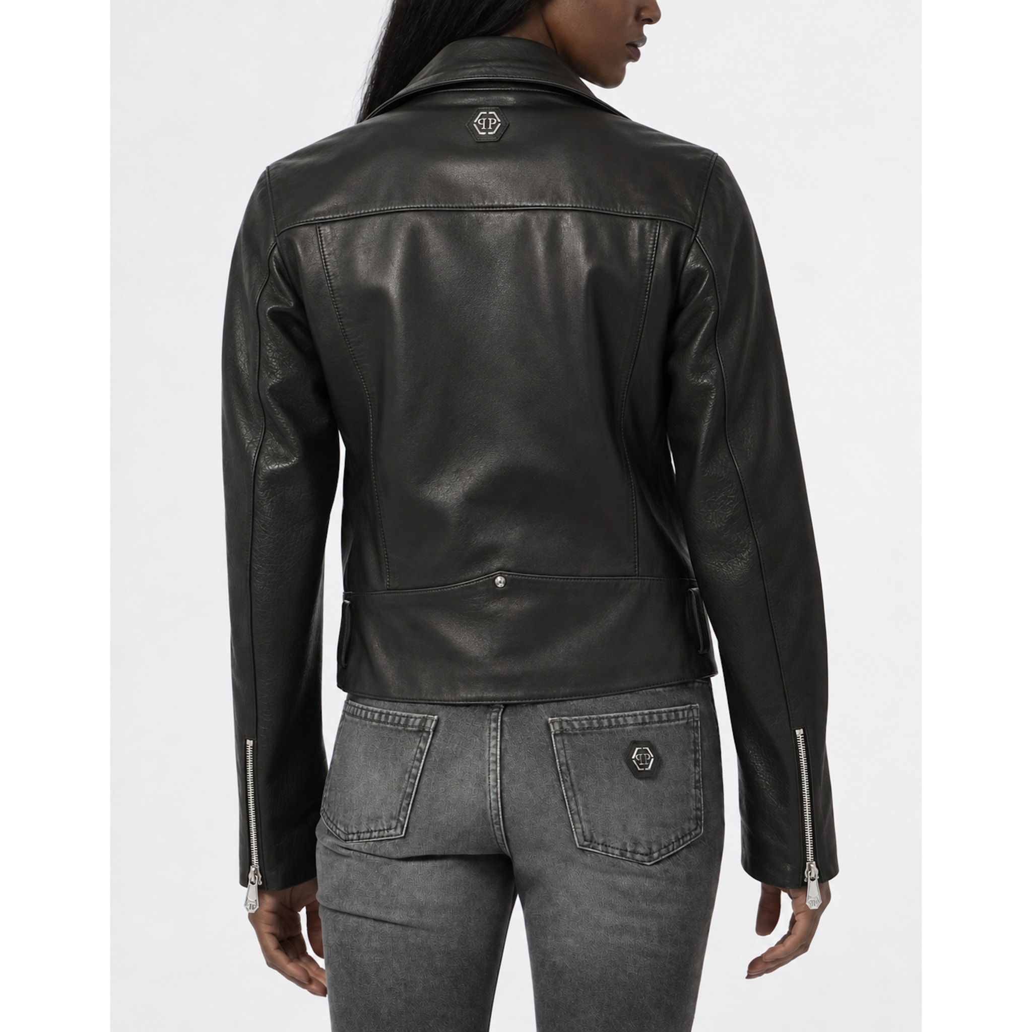 PHILIPP PLEIN Chaqueta biker oversize FLOWER