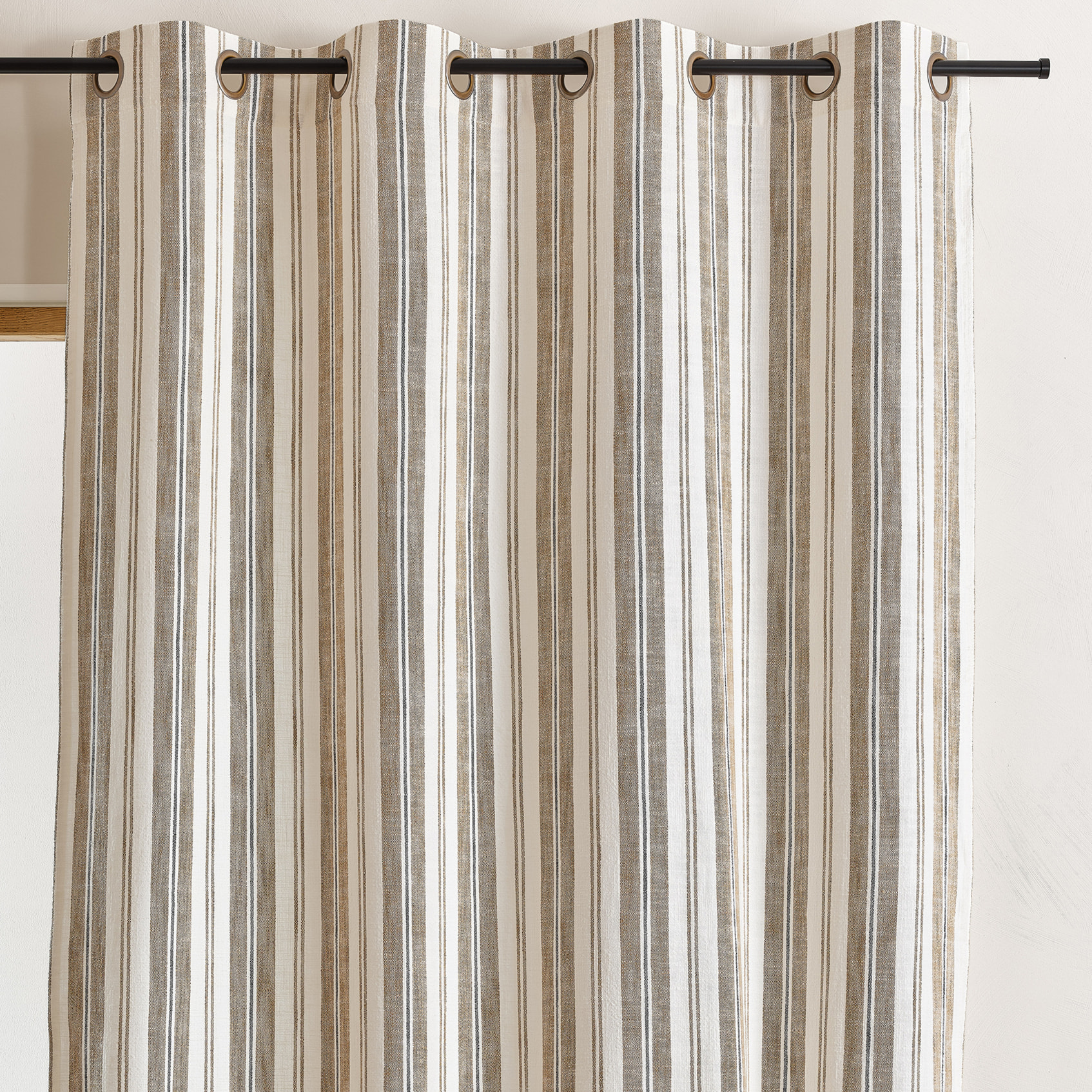 Rideau 100% coton rayures tapissier LOURMARIN - Jaune Ocre