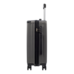 Juego de 3 maletas Trolley, en material ligero ABS de alta resistencia con esquinas reforzadas. Cerradura numérica y 4 ruedas dobles extraíbles y giratorias 360°.