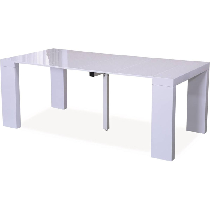 Table repas extensible ''Dina'' - 200/40 x 94 x 75 cm - Blanc laqué