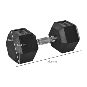 Haltère courte poids 20 Kg - entraînement musculaire & haltérophilie - acier caoutchouc noir