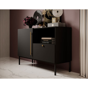 Felicia - buffet bas - noir - 1 porte, 1 tiroir et 1 niche - 120 cm - Noir
