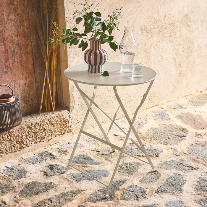 Table de jardin bistrot ronde Ø60cm pliable en acier thermolaqué