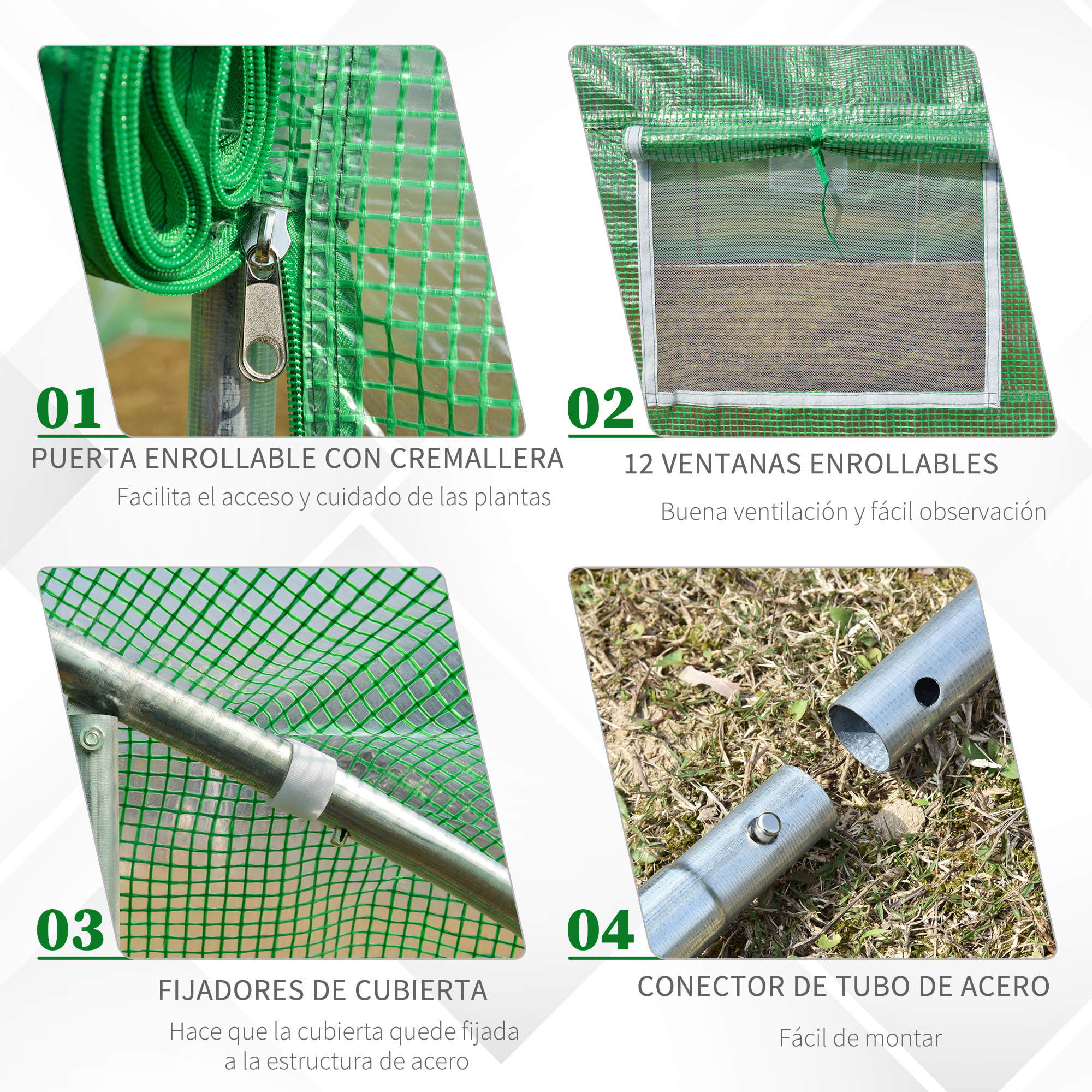 Invernadero de Jardín 800x300x200 cm Tipo TáÂºnel para Cultivo de Plantas Acero PE