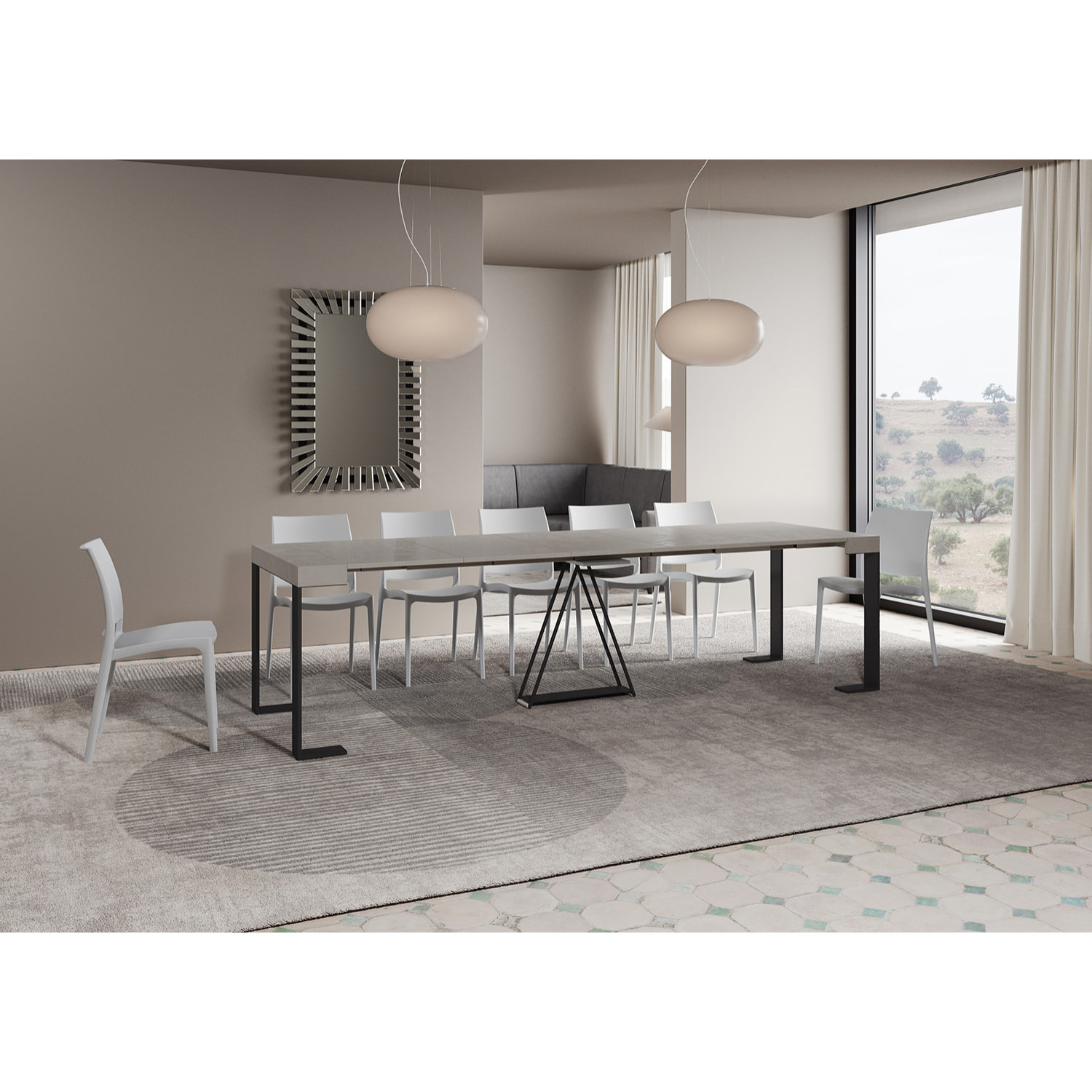 Consolle allungabile 90x40/300cm Zamat cashmere telaio antracite