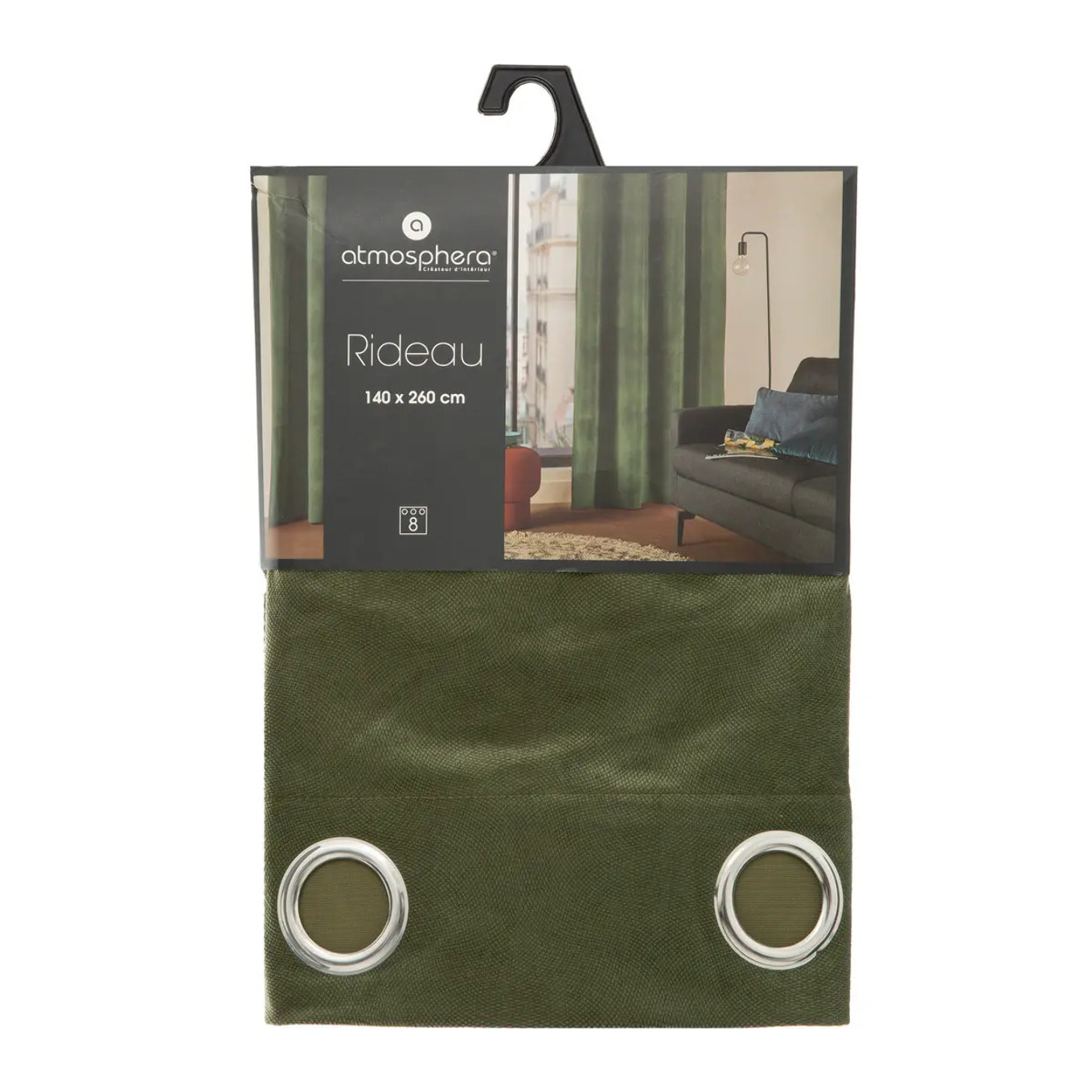 Rideau "Lilou" vert kaki 140x260cm