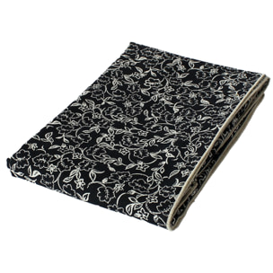 Nappe déperlante en voile de coton imprimée fleurs - Noir