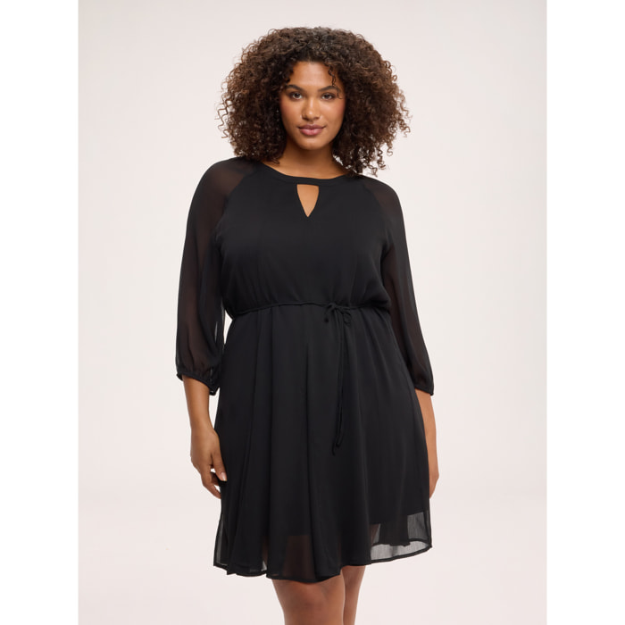 Fiorella Rubino - Vestito corto svasato in georgette - Nero