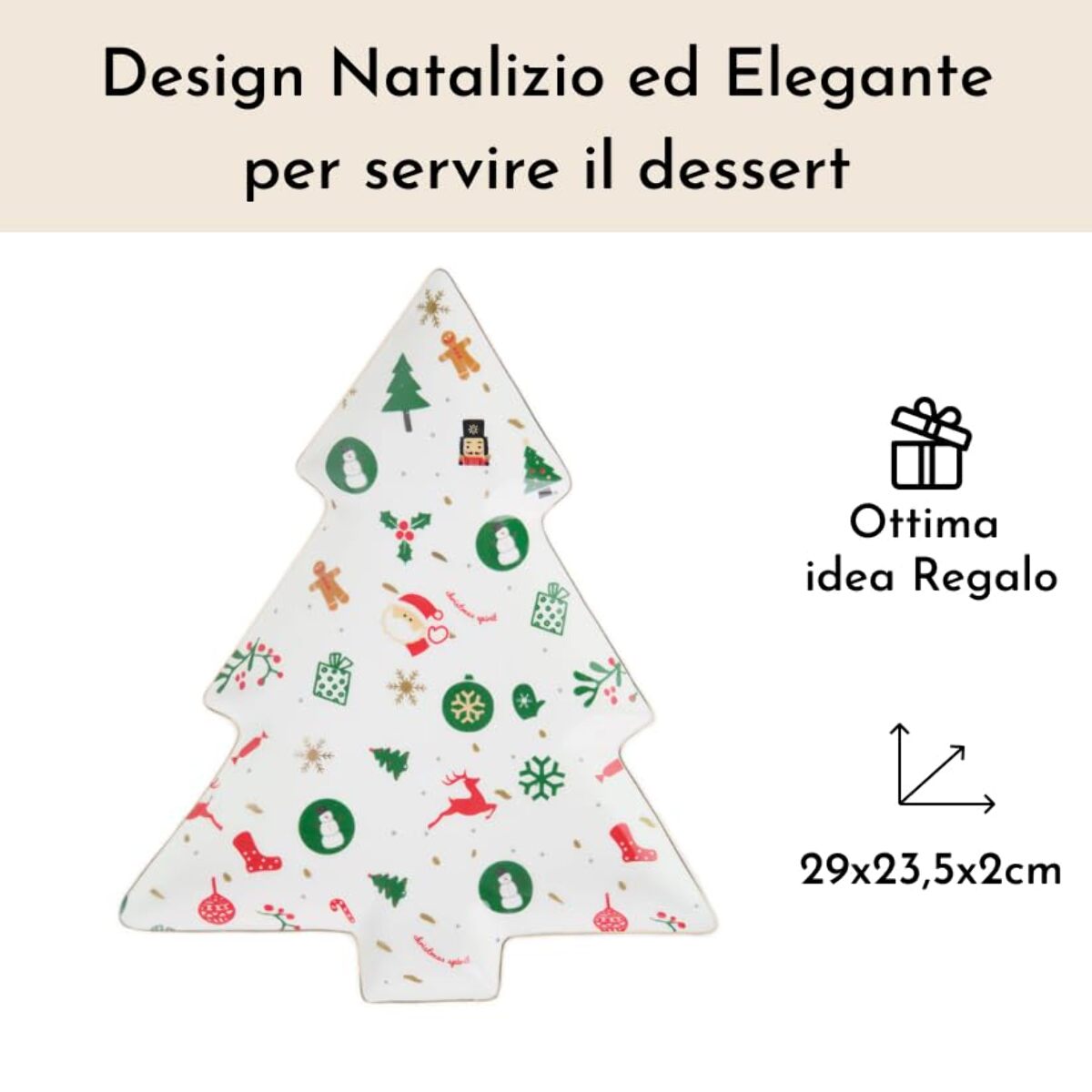 Piatto a forma di albero Fantasia del Natale in new bone china