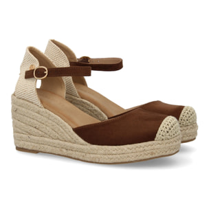 Sandalia de cuña de yute para mujer, comodas y elegantes diseño moderno con el yute en el mismo tono