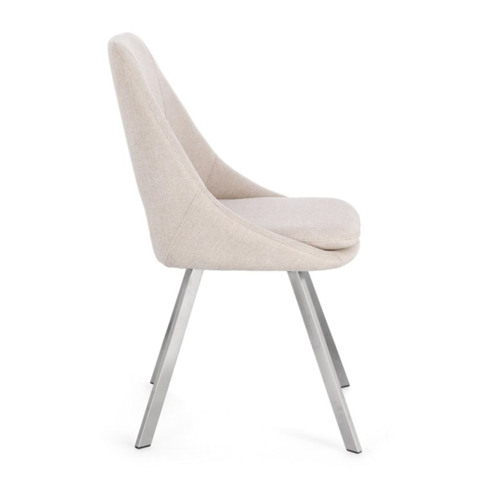 Set di sedie KASHAR in tessuto beige e gambe acciaio