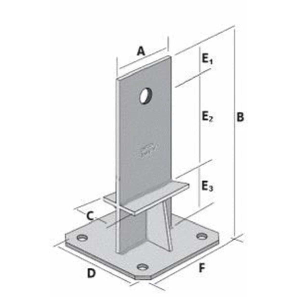 Pied de poteau en âme avec platine SIMPSON - PPSDT230