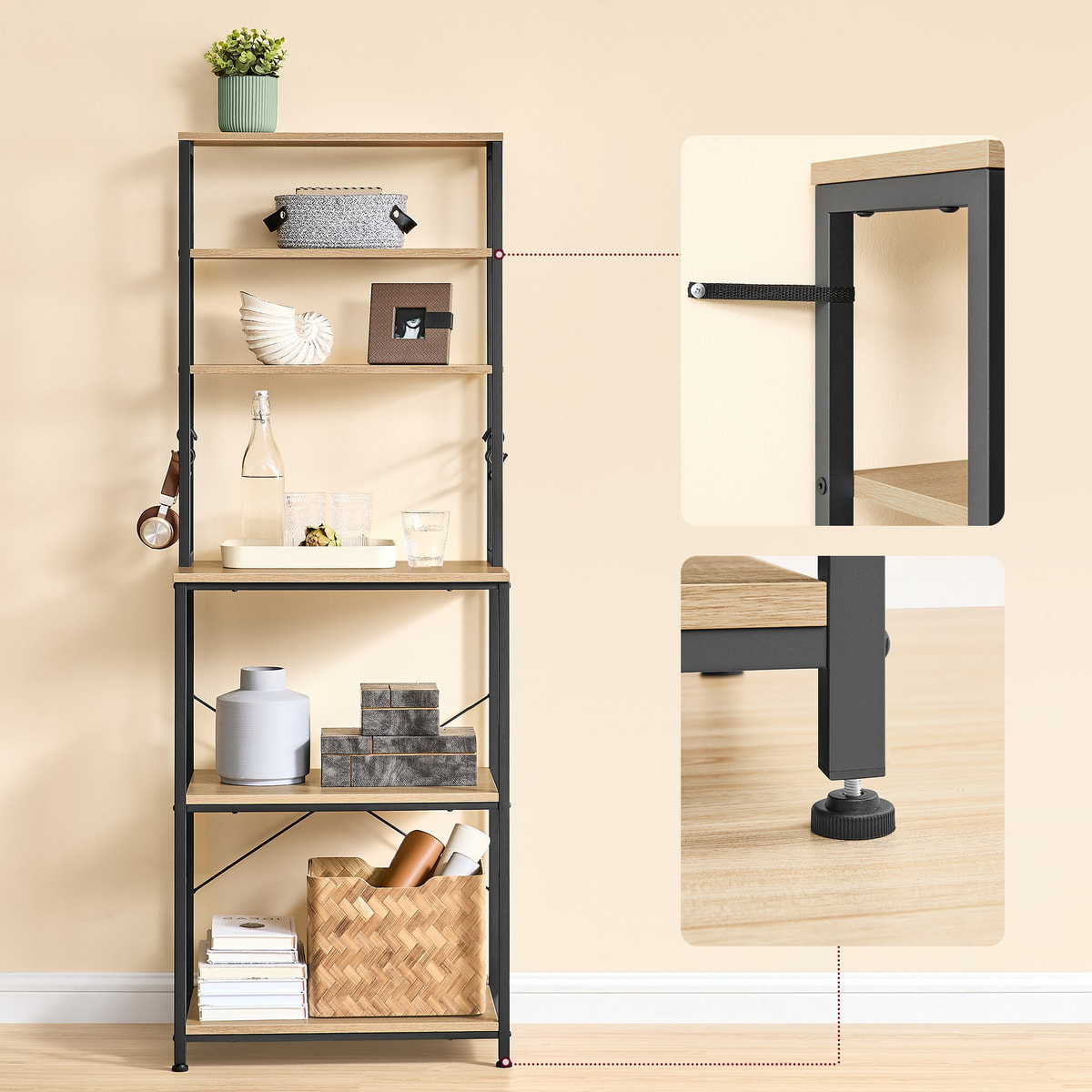 Mobile cucina a scaffale Sonoma in acciaio e legno