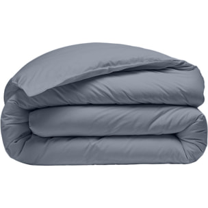 Housse de couette percale de coton bleu anthracite