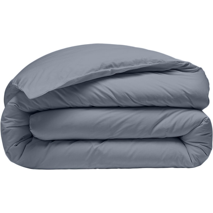 Housse de couette percale de coton bleu anthracite