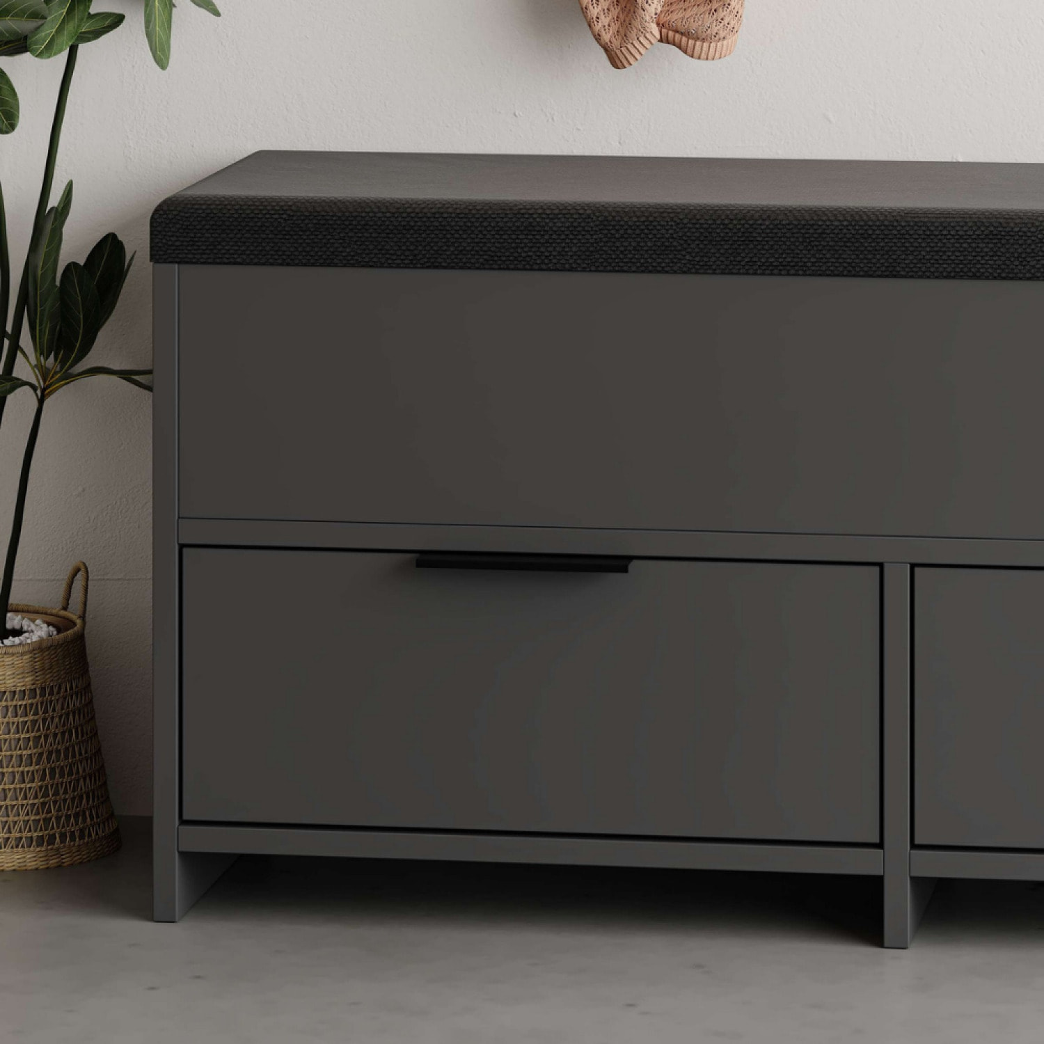 LISBONNE - Meuble à chaussures - 4 rangements - noir