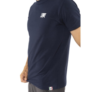 Camiseta de hombre de manga corta de algodón elástico con pequeño logo "Basic"