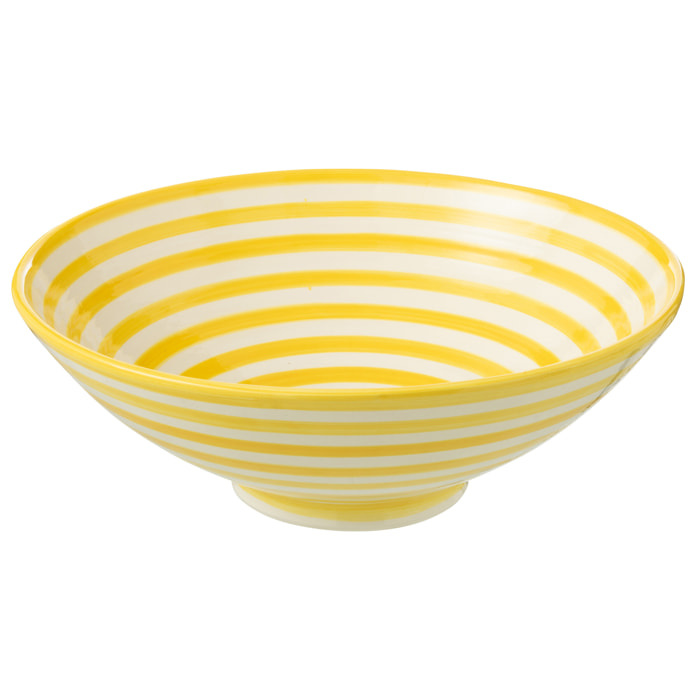 J-Line bol Granada Stripes Lebrillo - céramique - blanc/jaune