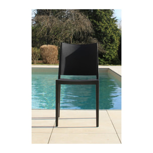 Lot de 2 chaises de jardin en plastique - gris anthracite - LAGOS