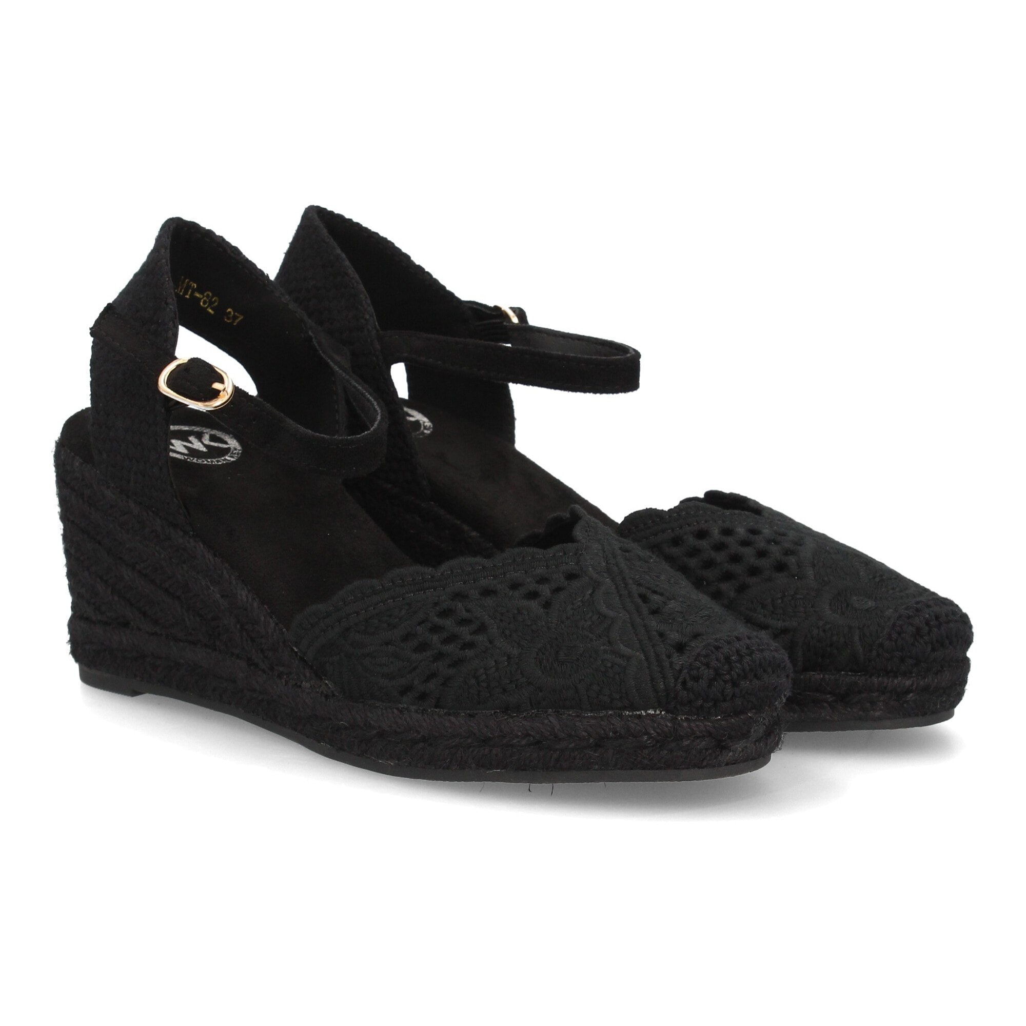 Alpargata valenciana cuña con adornos calados para mujer