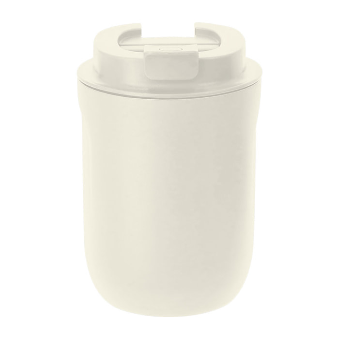 Vaso térmico de doble pared con capacidad de 250 ml en Acero Inoxidable Reciclado en acabado semi mate. Con tapadera de seguridad. Libre de BPA.