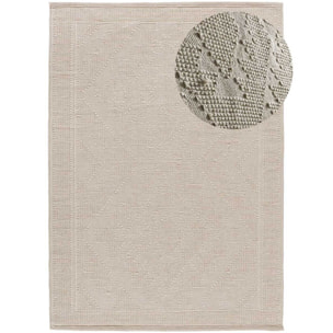 PAMUK Alfombra étnica algodón reciclado con relieve en crema, varias medidas disponibles