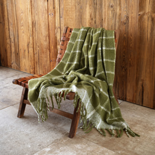 Plaid à carreaux aspect mohair avec franges - Vert