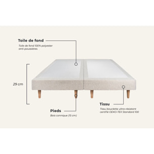 Lit Windsor double Sommier bouclette - pieds bois