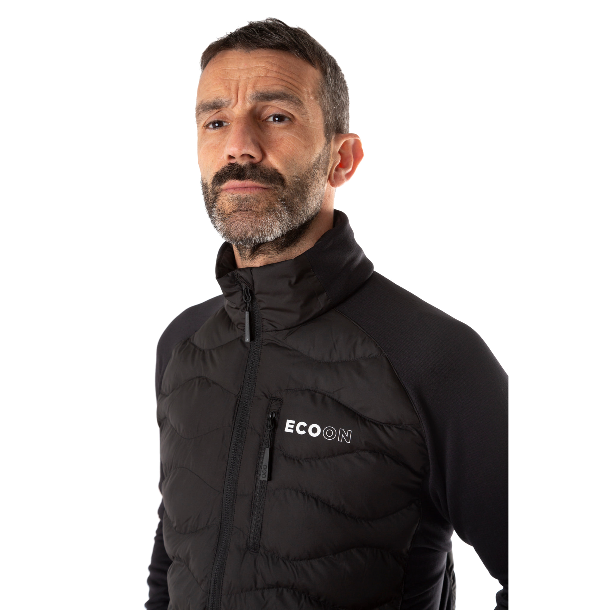 Chaqueta para hombre ECOON ECOActive Hybrid Insulated Jacket - Negro con marca en blanco