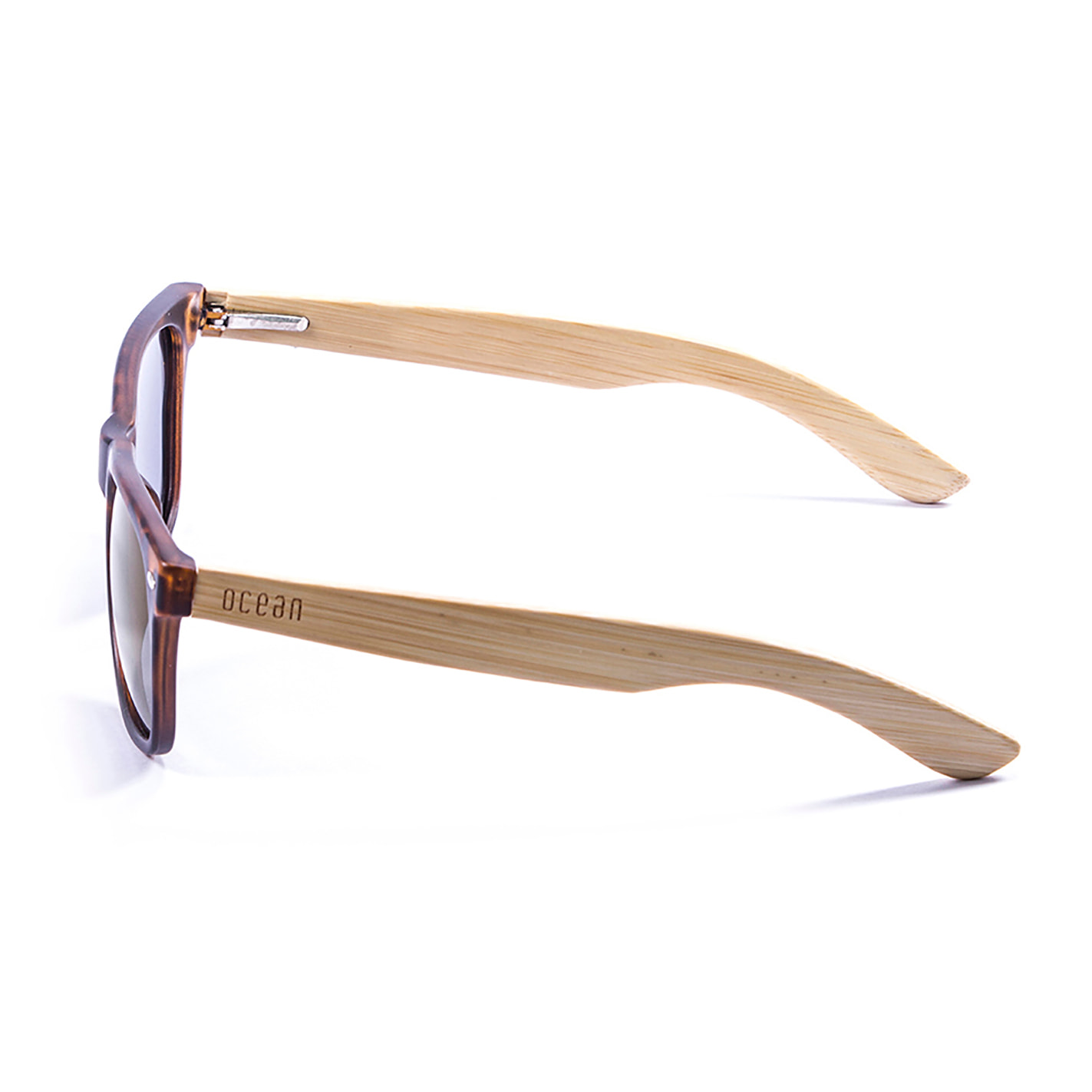 Gafas de sol OCEAN BEACH WOOD - Patilla de bambú con montura care / Revo azul