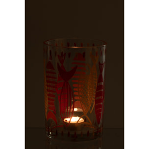 J-Line Photophore Poisson - verre - rose/orange - large