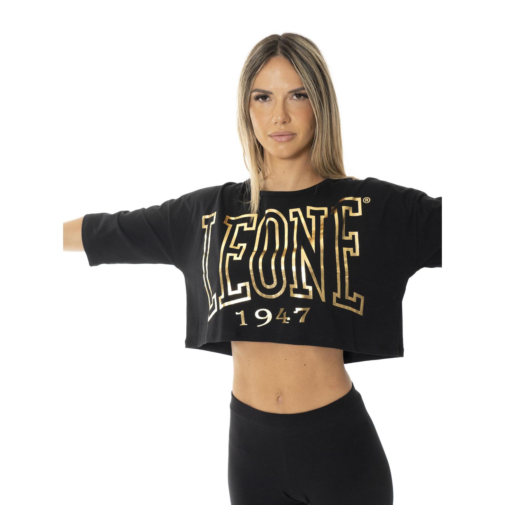 T-shirt crop a manica corta da donna "Authentic Gold"