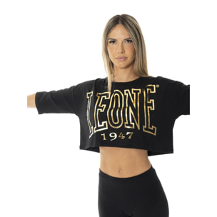 T-shirt crop a manica corta da donna "Authentic Gold"