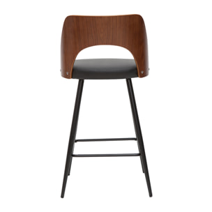 Tabourets de bar design noirs et noyer H66.5 (lot de 2) FALCOM