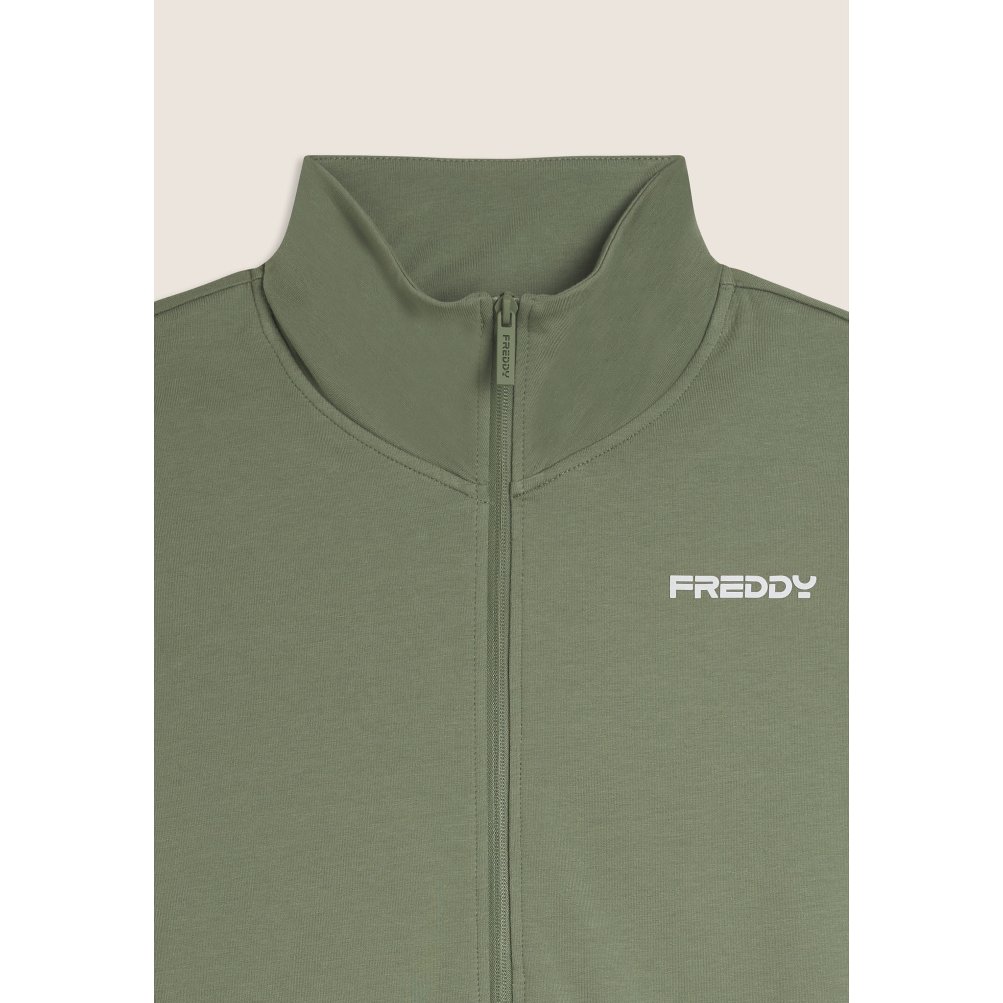 Tuta uomo zip e collo alto in French Terry con bande in tono