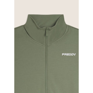 Tuta uomo zip e collo alto in French Terry con bande in tono