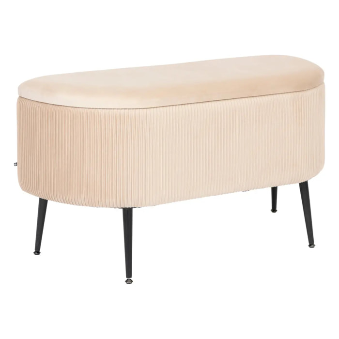 Banc coffre velours Solaro beige 100x40cm