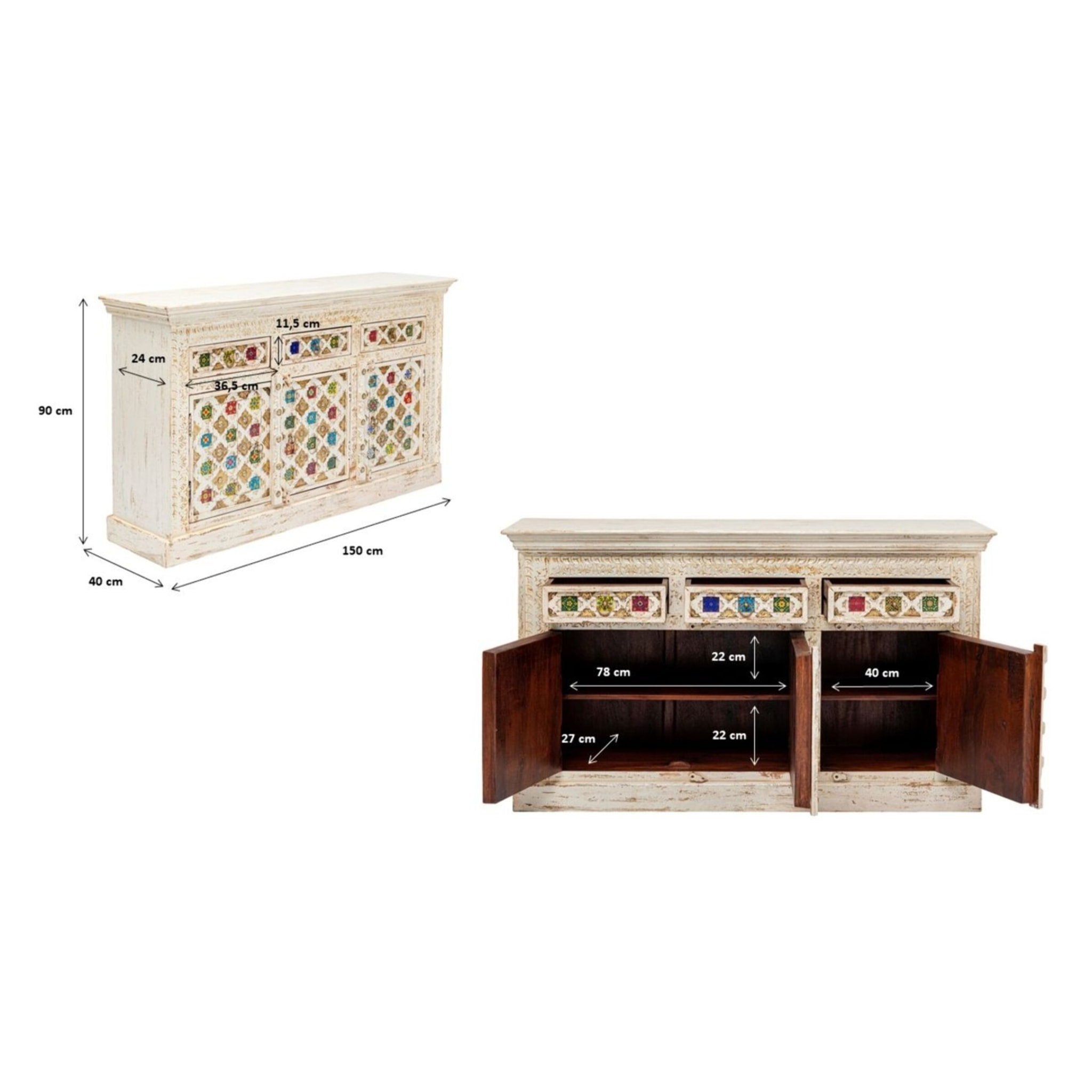 Buffet Bazar 3 portes 3 tiroirs Kare Design
