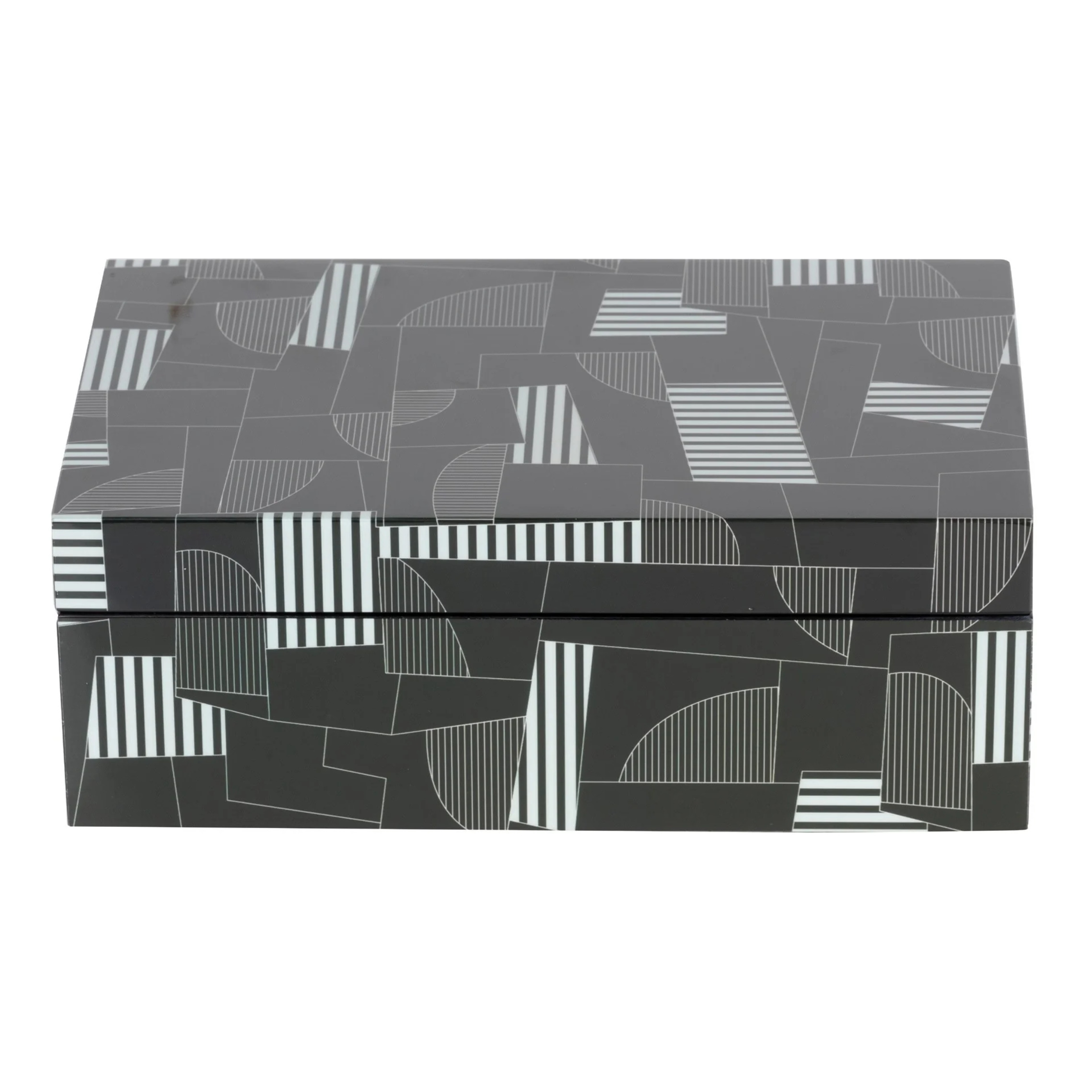 Caja Mdf Negro Gris  28x18x10 Cm